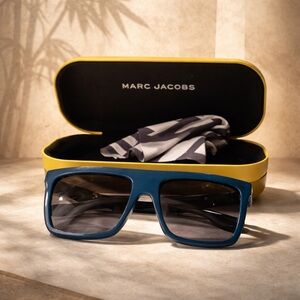 Marc Jacobs Teal Square Men’s Sunglasses with Dark Lenses
